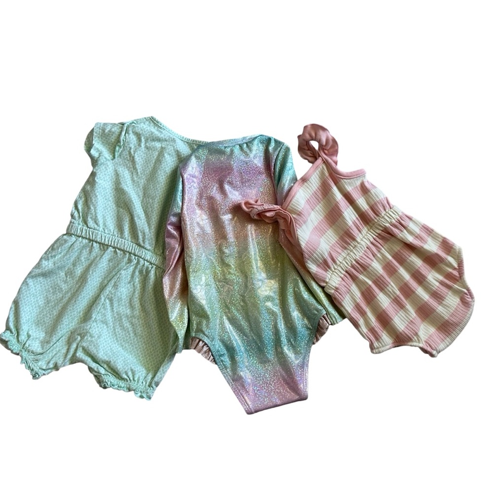 Carters Bundle Lot 12 mo Girls Rompers Spring Summer Fall - Picture 2 of 7